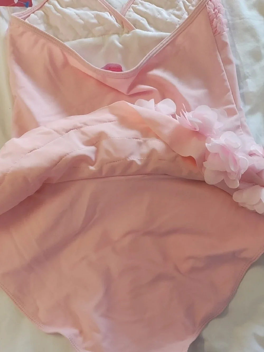 Isobella & Chloe Pale Pink Floral Ruffle Halter One-Piece Bodysuit